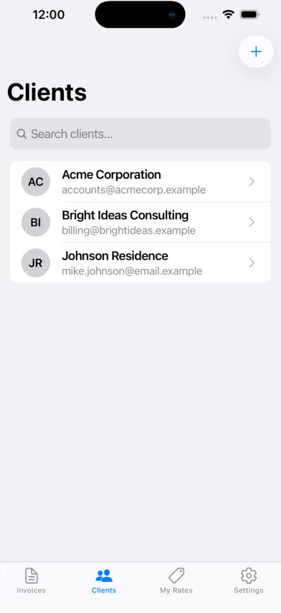 Private. Clients stored on the device, with no cloud and no tracking.